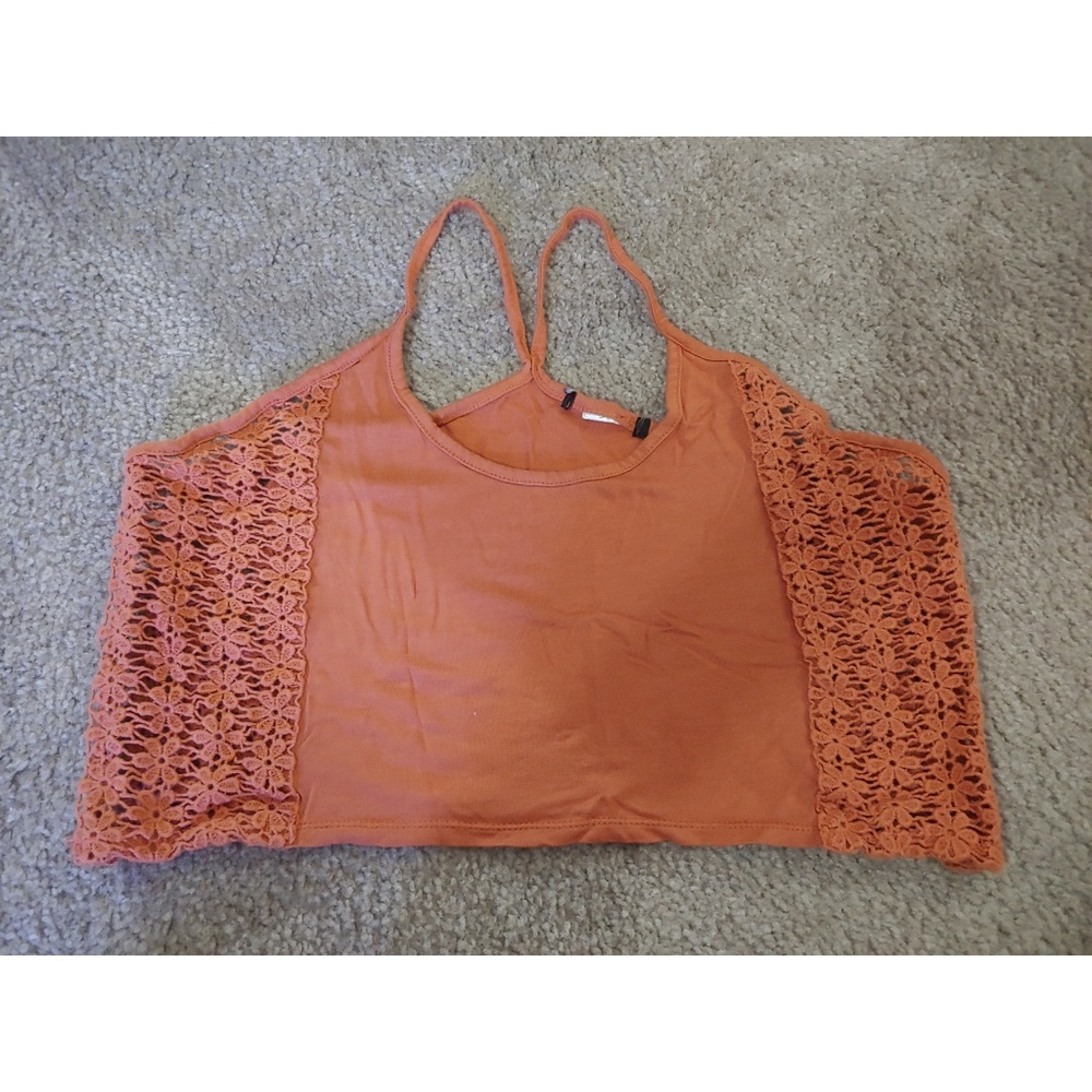 🌼Orange side lace crop top forever 21 small